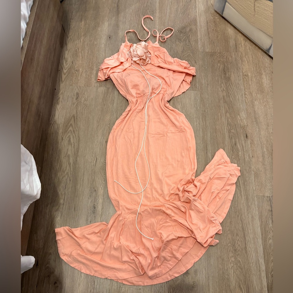 Chic Coral Midi Dress
